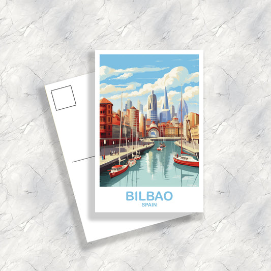 Bilbao Spain Travel Postcard Art, Spain Travel Postcard, Bilbao Wall Art Postcard, Spain Travel Art Postcard | T2EU_SPBI1_P