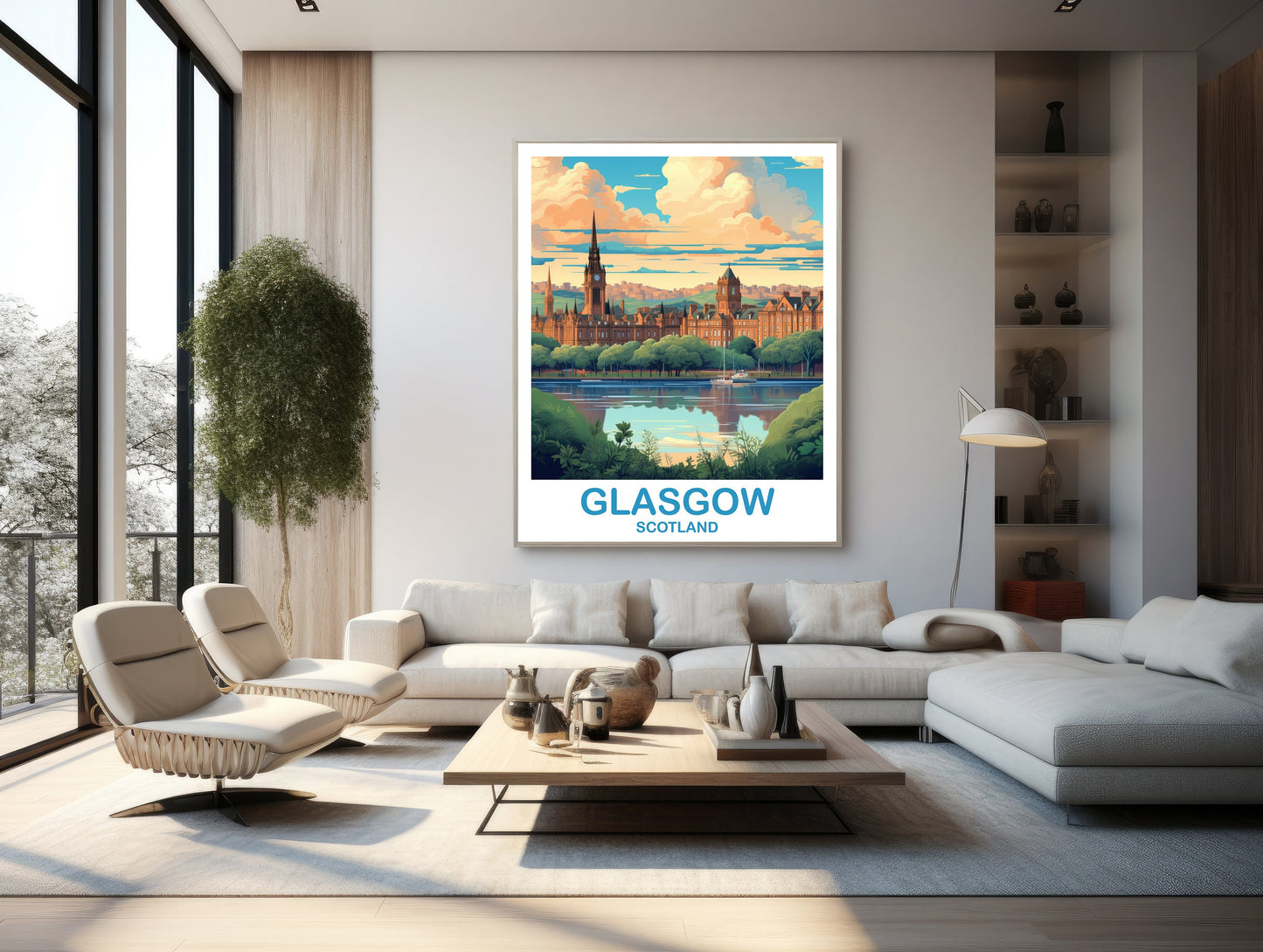 Glasgow Travel Poster Art, Glasgow Travel Art, Scotland Wall Art, Glasgow Scotland Travel Poster Art, Travel Wall Art | T2EU_SCGL3