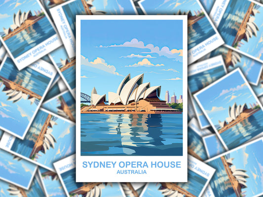 Sydney Opera House Travel Sticker, Australia Travel Sticker Art, Sydney Sticker Art, City Skyline Wall Art, New South Wales | T2AU_NSWSY3_S