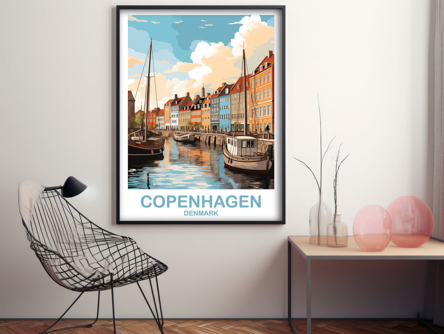 Copenhagen Denmark Travel Poster Art, Copenhagen Travel Art, Denmark Poster, Copenhagen Denmark Travel Art, Travel Wall Art | T2EU_DECO1