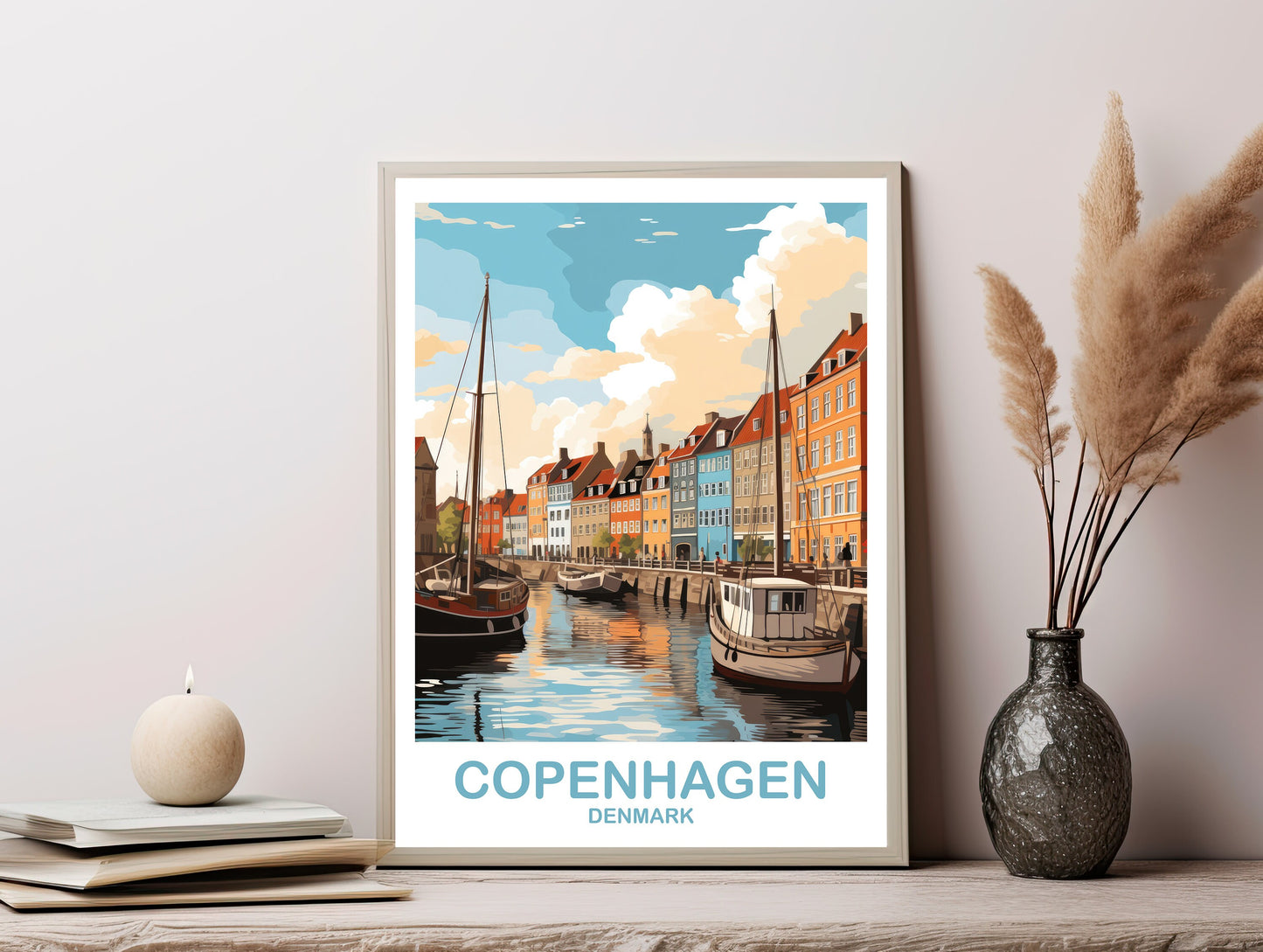 Copenhagen Travel Art, Digital Copenhagen Travel Art, Denmark Poster, Printable Copenhagen Denmark Travel Art, Travel Wall Art | DT2EU_DECO1