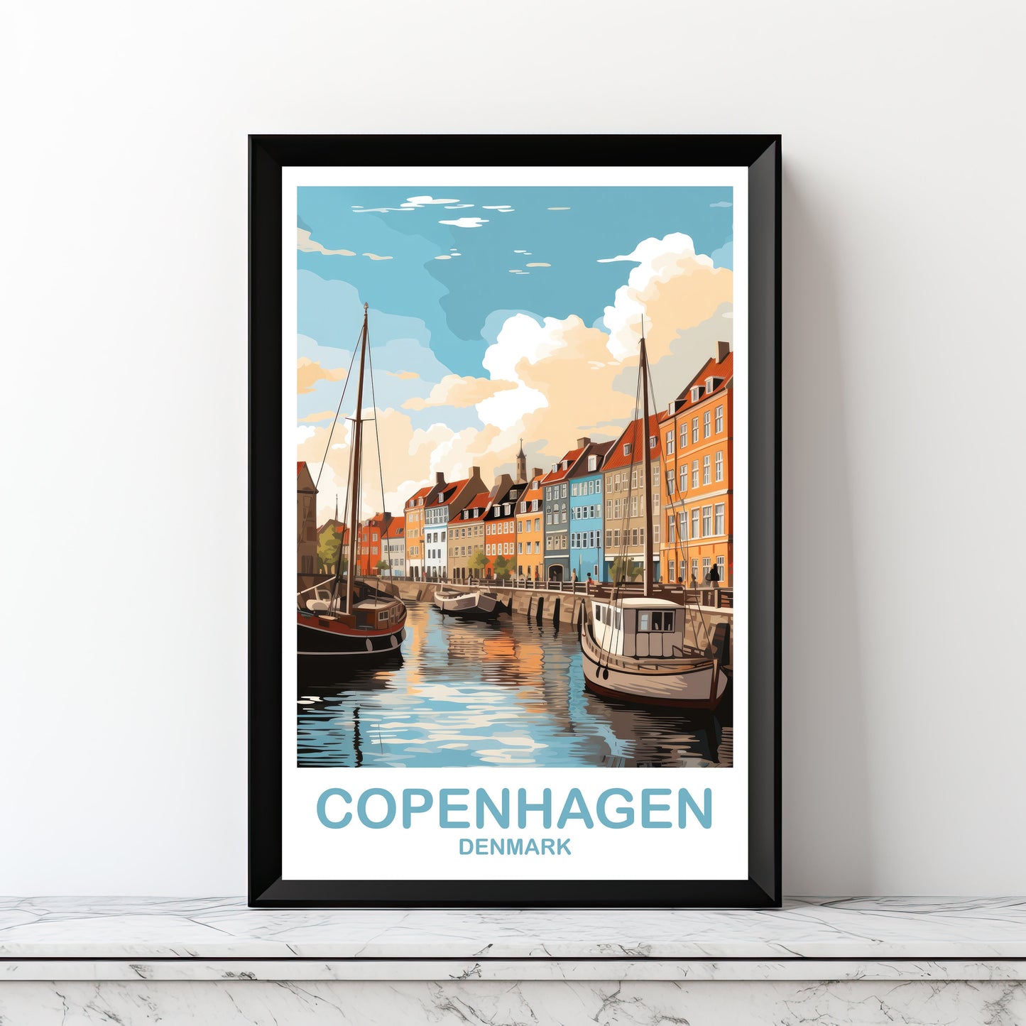 Copenhagen Travel Art, Digital Copenhagen Travel Art, Denmark Poster, Printable Copenhagen Denmark Travel Art, Travel Wall Art | DT2EU_DECO1