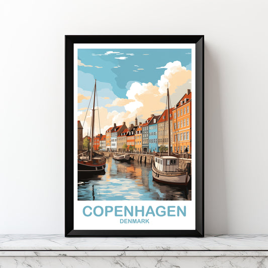 Copenhagen Travel Art, Digital Copenhagen Travel Art, Denmark Poster, Printable Copenhagen Denmark Travel Art, Travel Wall Art | DT2EU_DECO1