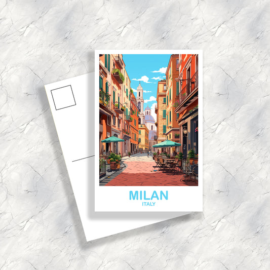 Milan Italy Travel Postcard, Milan Travel Art, Italy Postcard, Milan Travel Postcard Art, Italy Travel Postcard Art | T2EU_ITMI2_P