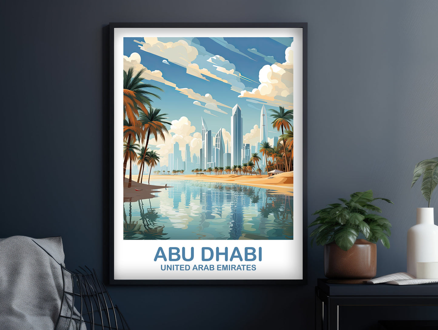 Abu Dhabi Travel Wall Art, Abu Dubai Skyline, Abu Dubai Wall Art Poster, City Skyline Wall Art, Travel Wall Art | T2AS_UAEAD2