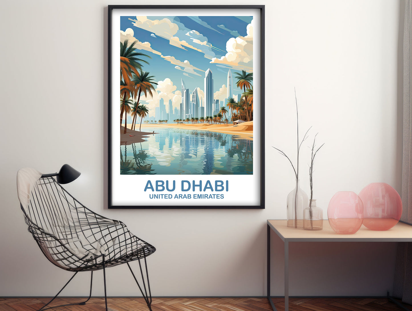 Abu Dhabi Travel Wall Art, Abu Dubai Skyline, Abu Dubai Wall Art Poster, City Skyline Wall Art, Travel Wall Art | T2AS_UAEAD2