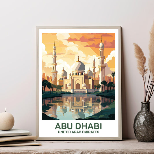 Abu Dhabi Travel Wall Art, Abu Dubai Skyline, Abu Dubai Wall Art Poster, City Skyline Wall Art, Travel Wall Art | T2AS_UAEAD1