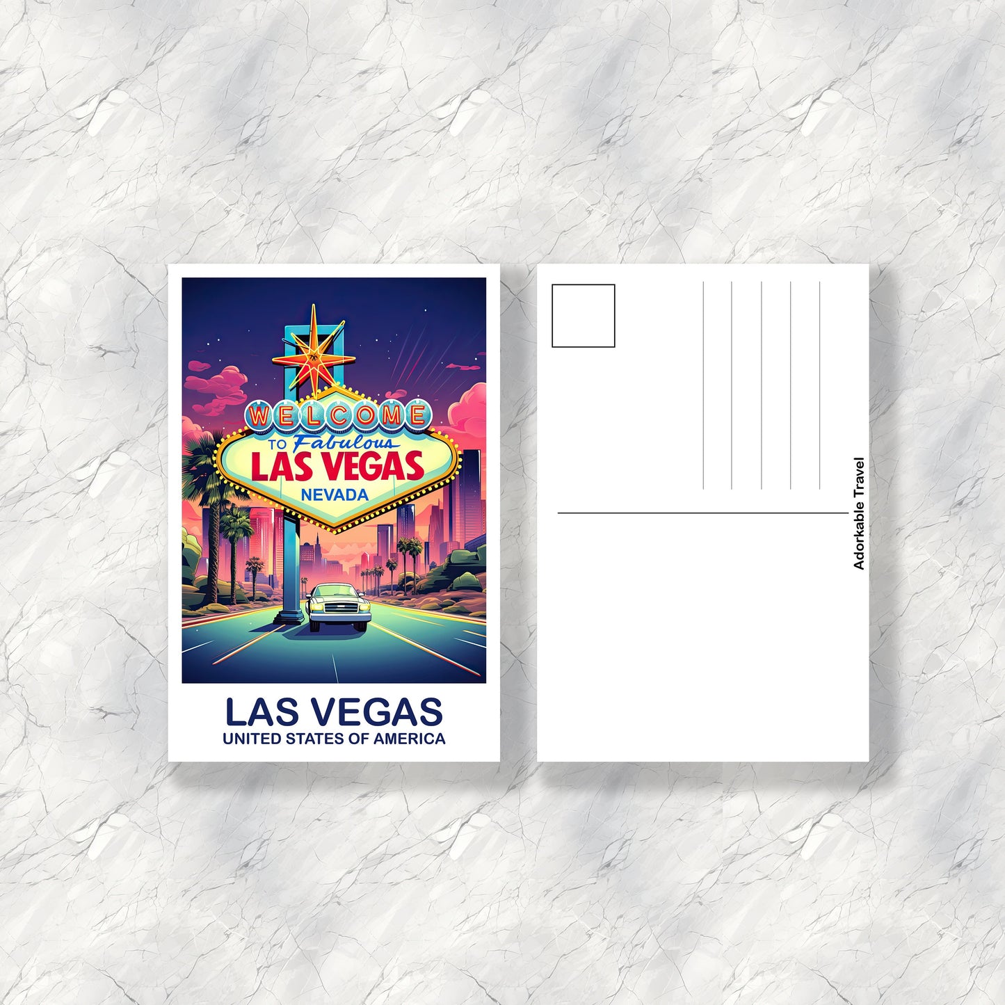 Las Vegas Travel Postcard, Las Vegas Sign, Las Vegas Wall Art Postcard, City Skyline Postcard, Travel Postcard, Postcard | T2NA_NVLV1_P