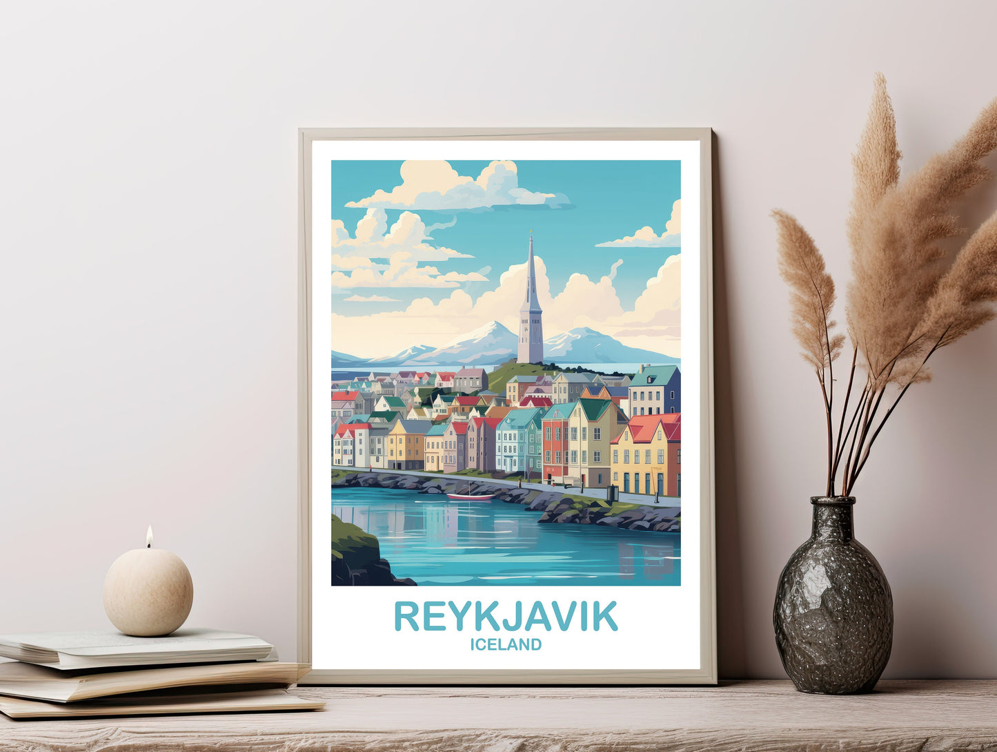 Reykjavik Iceland Travel Art, Reykjavik Wall Art, Iceland Wall Art, Reykjavik Travel Wall Art, Printable Travel Wall Art | DT2EU_ICRE1