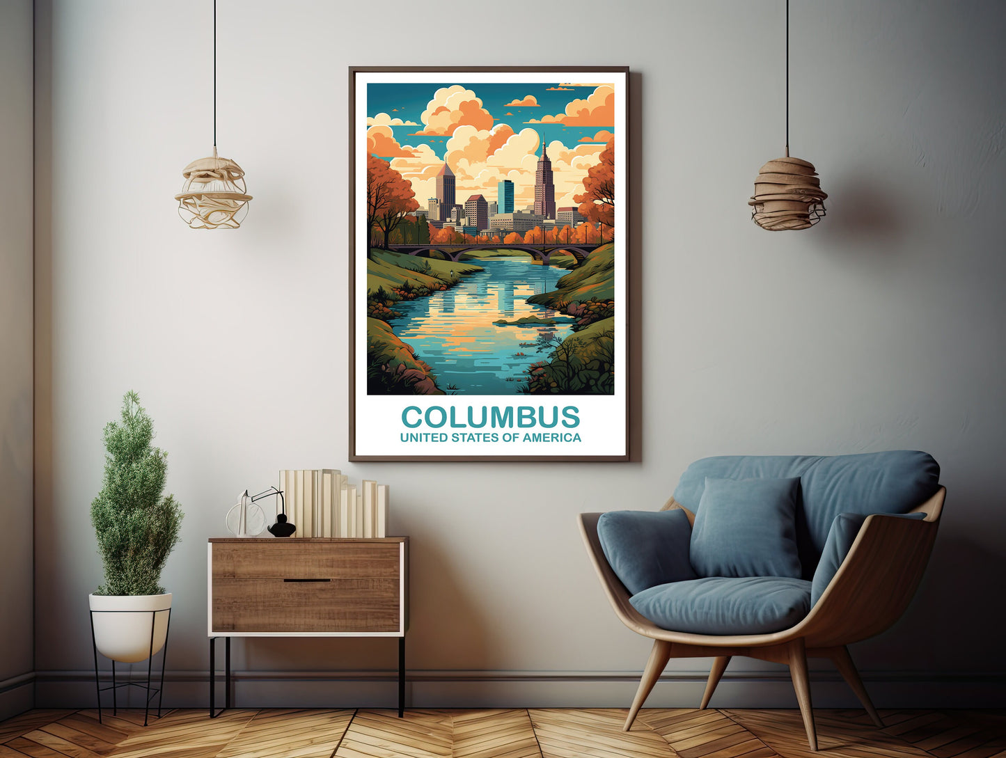Columbus Ohio Travel Print, Columbus Travel Wall Art Poster, Ohio Wall Art Poster, City Skyline Wall Art, USA Wall Art | T2NA_OHCO1