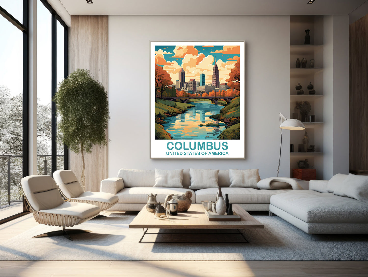 Columbus Ohio Travel Print, Columbus Travel Wall Art Poster, Ohio Wall Art Poster, City Skyline Wall Art, USA Wall Art | T2NA_OHCO1