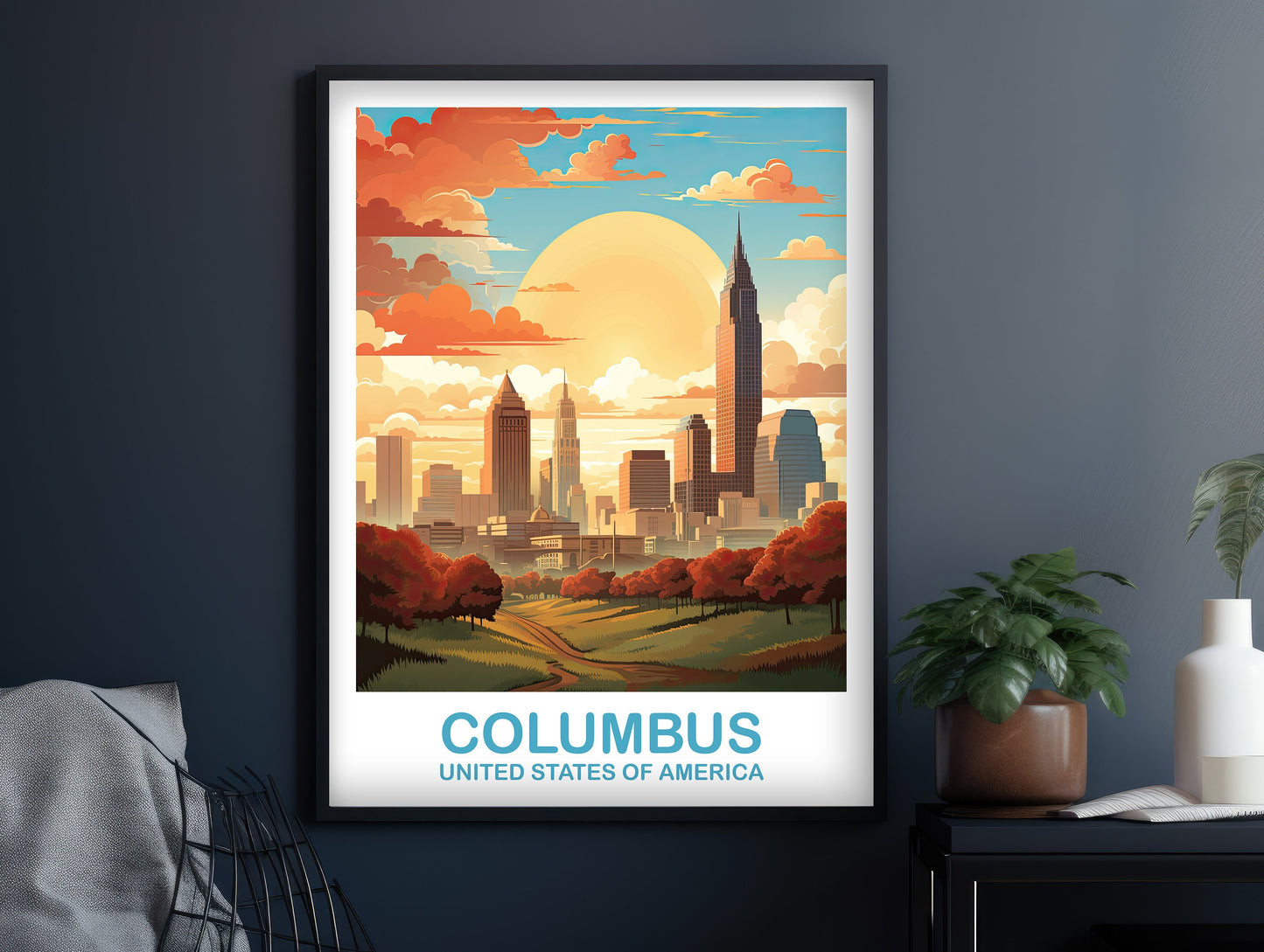 Columbus Ohio Travel Print, Columbus Travel Wall Art Poster, Ohio Wall Art Poster, City Skyline Wall Art, USA Wall Art | T2NA_OHCO2