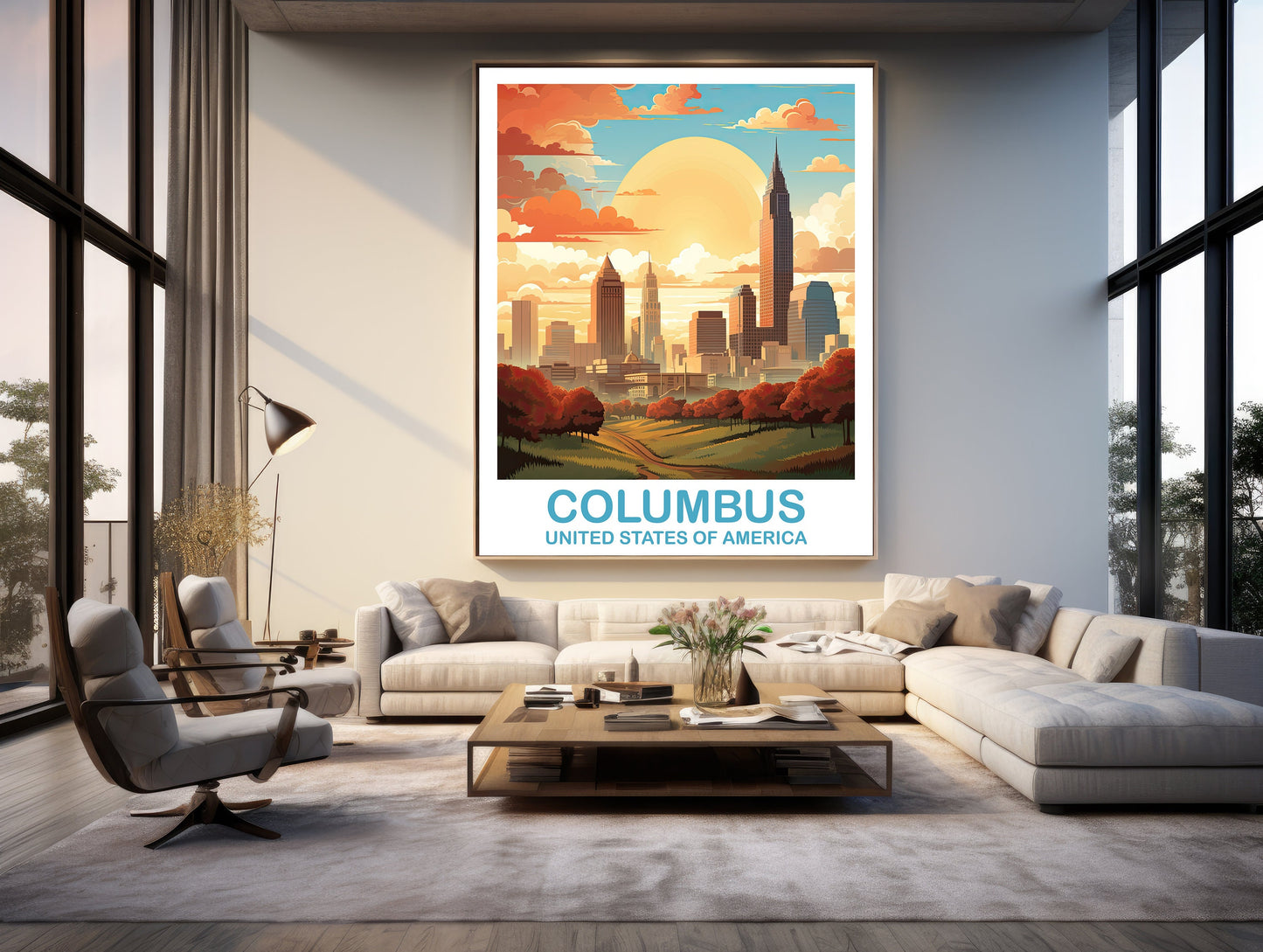 Columbus Ohio Travel Print, Columbus Travel Wall Art Poster, Ohio Wall Art Poster, City Skyline Wall Art, USA Wall Art | T2NA_OHCO2