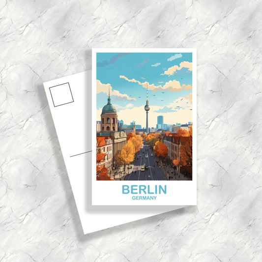 Berlin Germany Travel Postcard, Berlin Travel Postcard Art, Germany Postcard Art, Berlin Travel Art, Travel Postcard, | T2EU_GEBE1_P