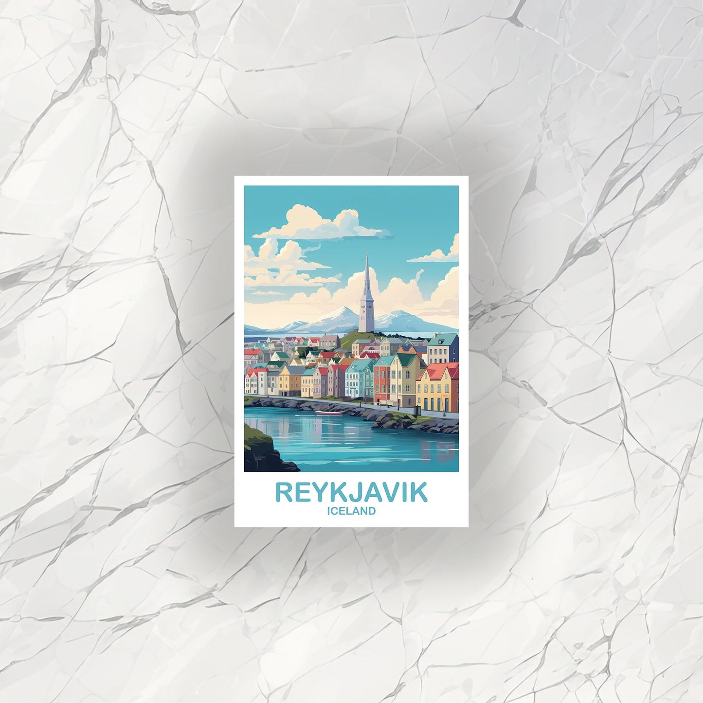 Reykjavik Iceland Travel Sticker, Reykjavik Sticker, Iceland Sticker, Reykjavik Travel Art, Travel Sticker, Travel Art | T2EU_ICRE1_S