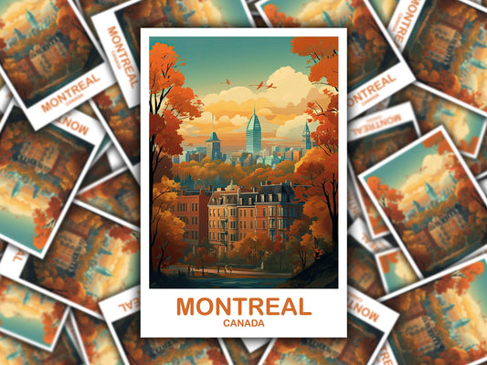 Montreal Travel Sticker, Quebec Travel Sticker Art, Montreal Sticker Art, City Skyline Sticker Art, Canada Travel Art | T2NA_QUMO1_S