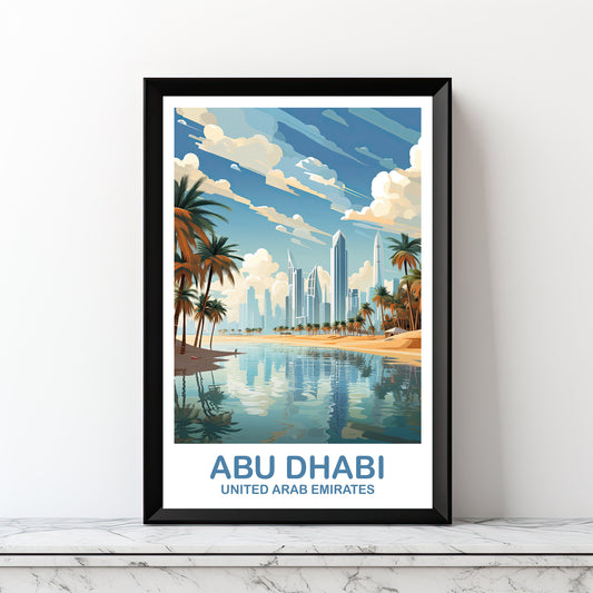 Abu Dhabi Travel Wall Art, Digital Abu Dubai Travel Art, Art, City Skyline Wall Art, Vibrant Sunset, Digital Travel Wall Art | DT2AS_UAEAD2