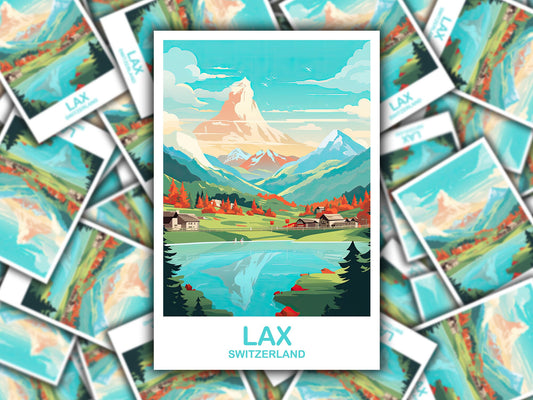 LAX Travel Sticker Art, LAX Switzerland Sticker Art, Switzerland Art Sticker, City Skyline Sunset Art Sticker | T2EU_SWLA1_S