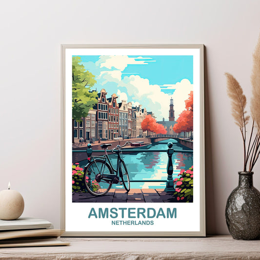 Amsterdam Netherlands Travel Poster Art, Netherlands Wall Art, Amsterdam Wall Art Poster,  | Amsterdam Netherlands Travel Poster T2EU_NEAM2