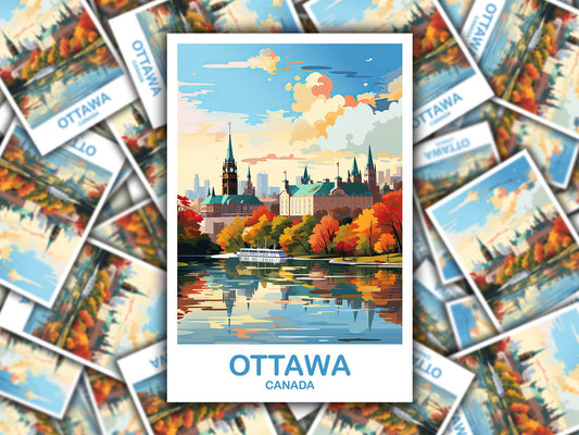 Ottawa Travel Sticker, Ontario Travel Sticker Art, Ottawa Art Sticker, City Skyline Art, Canadian Parliament Hill Sticker| T2NA_ONOT1_S