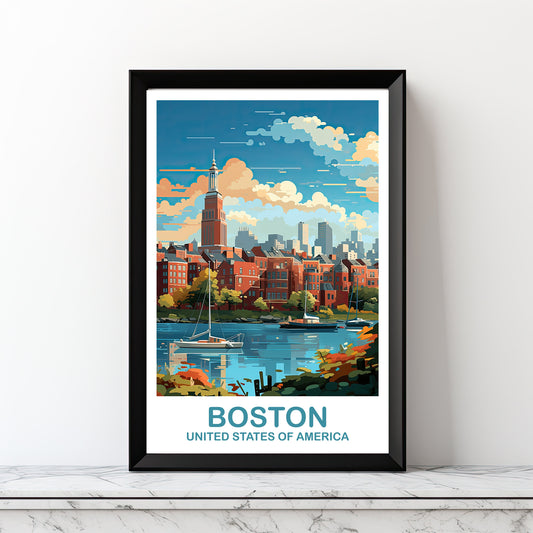 Boston Massachusetts Travel Print, Printable Boston Wall Art Poster, City, Digital Boston Travel Art, Boston Travel Poster | DT2NA_MABO1