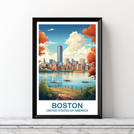 Boston Massachusetts Travel Print, Printable Boston Wall Art Poster, City, Digital Boston Travel Art, Boston Travel Poster | DT2NA_MABO2