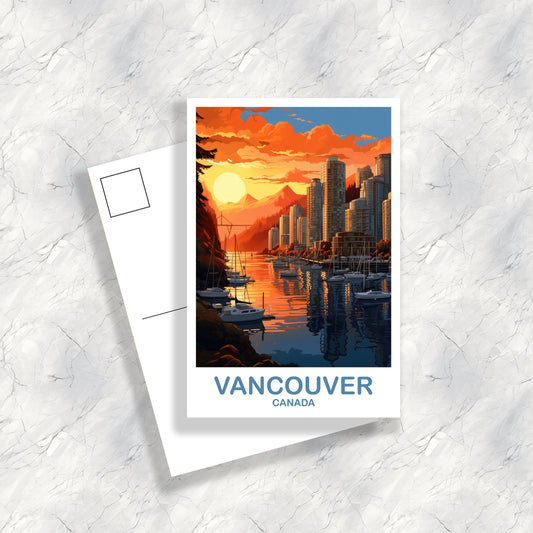 Vancouver BC Travel Postcard, British Columbia Art Postcard , Vancover Travel Postcard, Travel Art, Vancouver Travel Art | T2NA_BCVA3_P