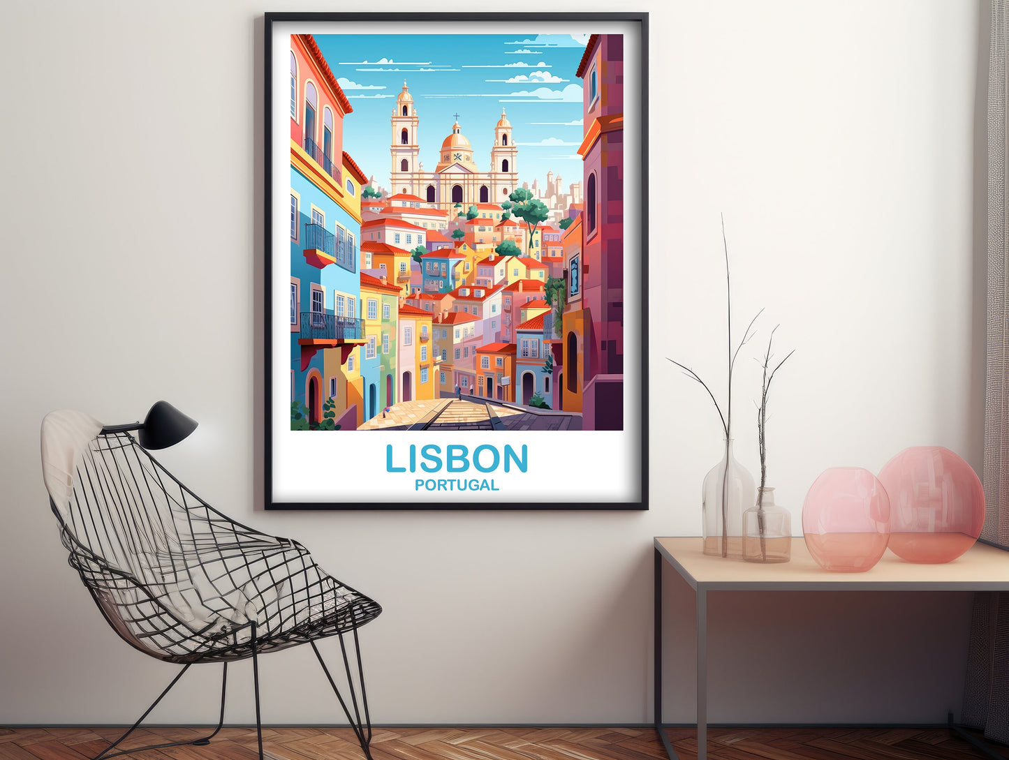 Lisbon Travel Wall Art, Portugal Travel Art, Lisbon Wall Art Poster, Europe Travel Art Poster City Skyline Sunset Wall Art | T2EU_POLI1