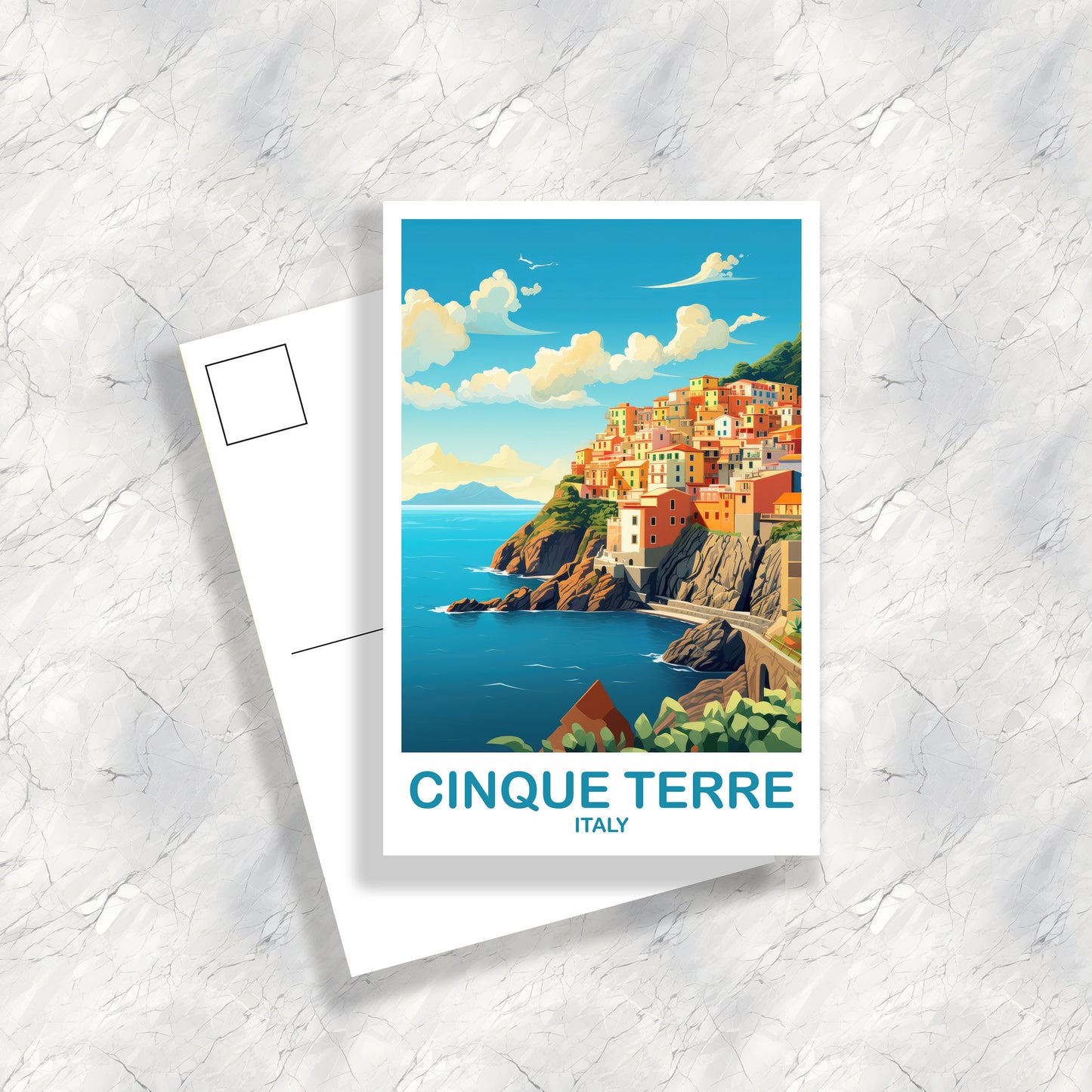 Cinque Terre Travel Postcard, Cinque Terre Travel Art, Italy Postcard, Cinque Terre Travel, Italy Travel Postcard | T2EU_ITCT1_P
