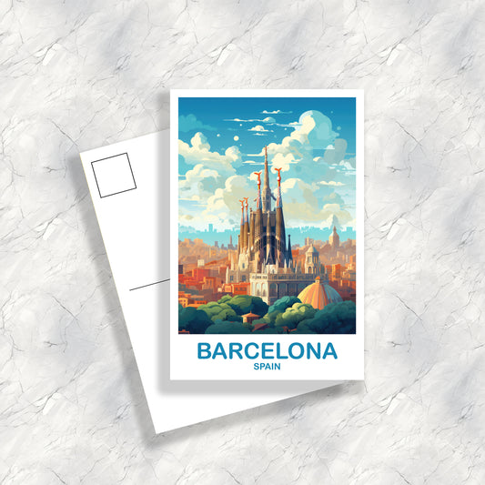 Barcelona Spain Travel Postcard Art, Spain Travel Postcard, Barcelona Wall Art Postcard, Spain Travel Art Postcard | T2EU_SPBA1_P