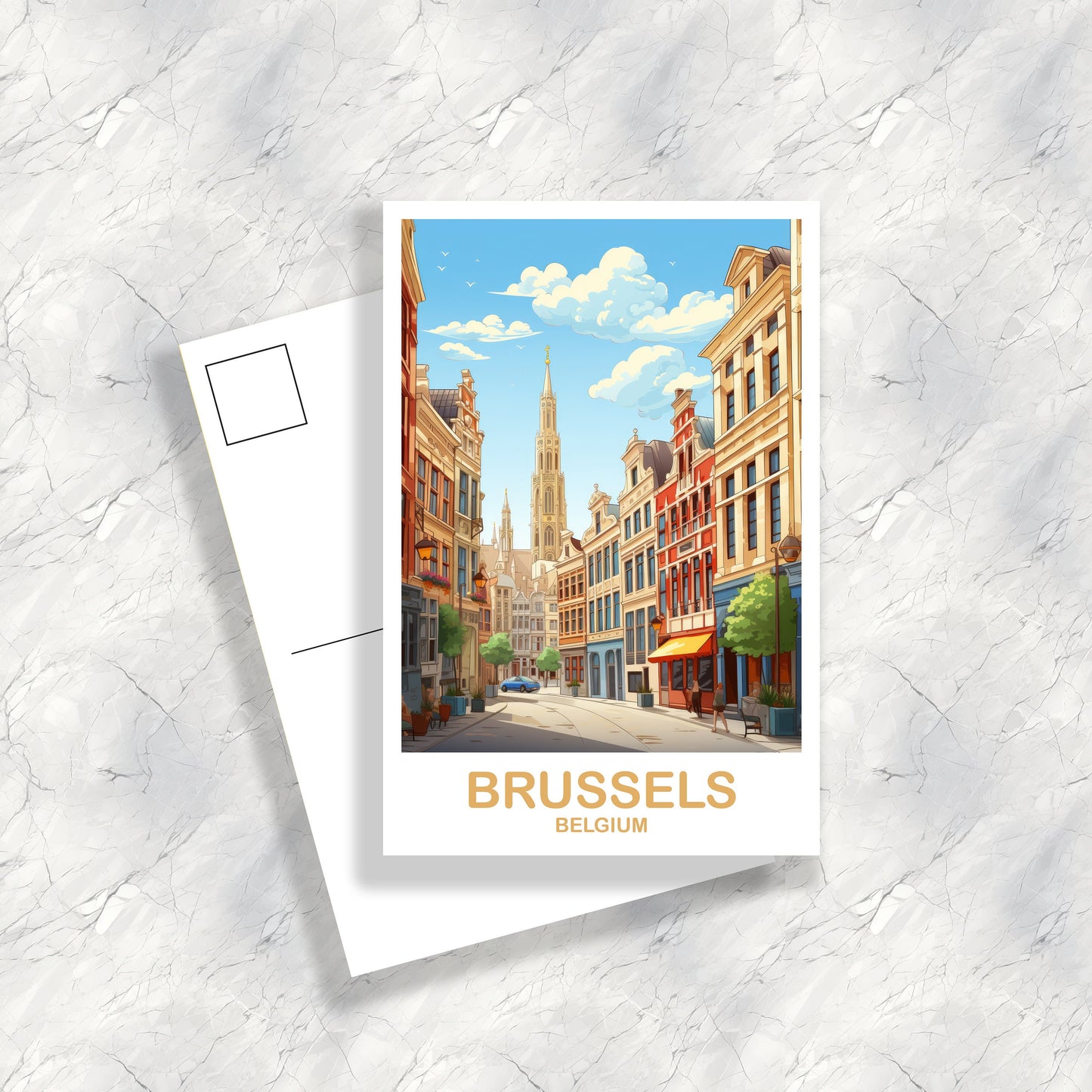 Brussels Travel Art postcard, Belgium Travel Art, Brussels Art Postcard, Belgium Travel Art, Europe Travel Art Postcard | T2EU_BEBR1_P