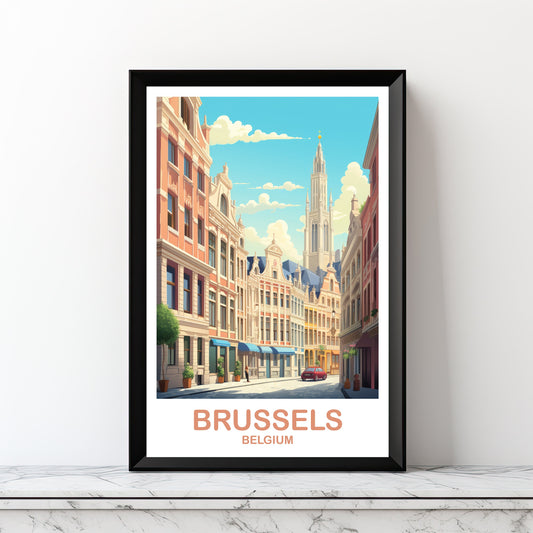 Brussels Travel Art Poster, Digital Belgium Travel Art, Brussels Wall Art, Downloadable Belgium Travel Art, Europe Travel Art | DT2EU_BEBR2