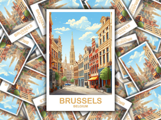 Brussels Travel Sticker Art, Belgium Travel Sticker, Brussels Art Sticker, Belgium Travel Sticker, Europe Travel Sticker | T2EU_BEBR1_S