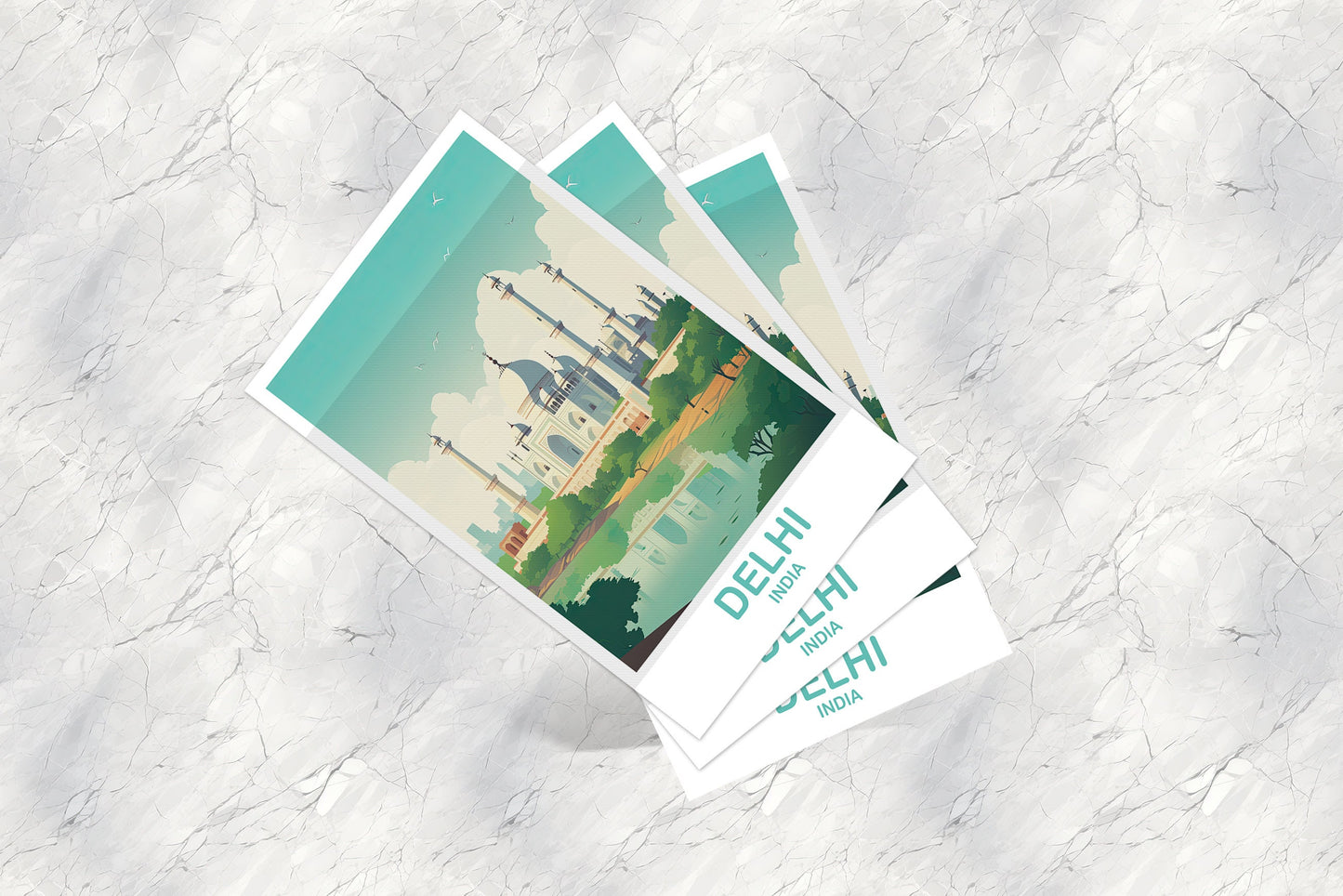 Delhi India Travel Postcard, Delhi Postcard, India Postcard, Delhi Travel Art, India Travel Art, Travel Postcard | T2AS_INDE1_P
