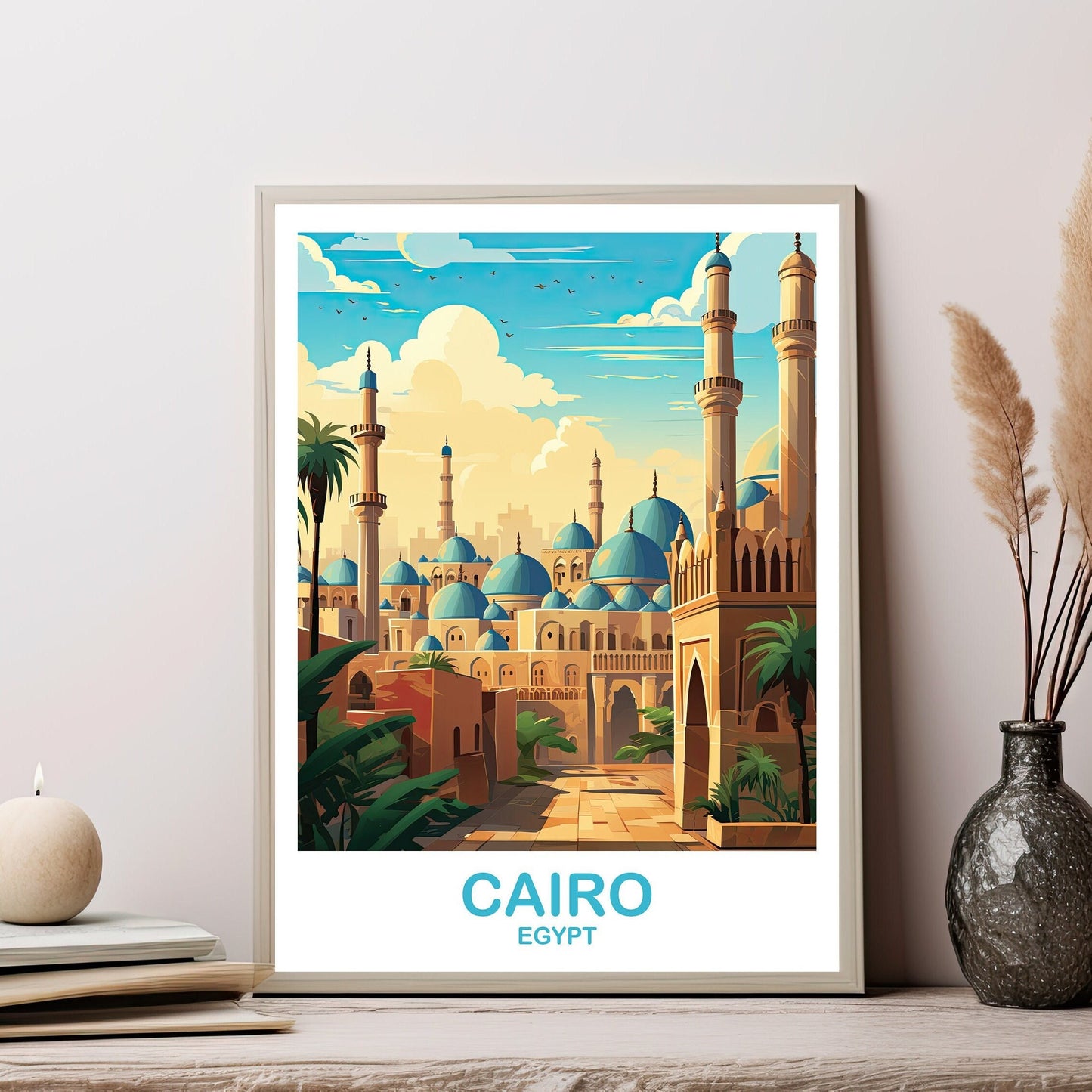 Cairo Travel Wall Art, Egypt Skyline, Cairo Egypt Wall Art Poster, City Skyline Wall Art, Travel Wall Art, Africa Travel Art | T2AF_EGCA3