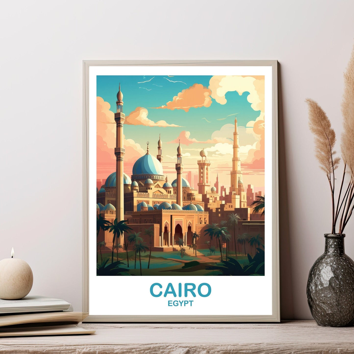 Cairo Travel Wall Art, Egypt Skyline, Cairo Egypt Wall Art Poster, City Skyline Wall Art, Travel Wall Art, Africa Travel Art | T2AF_EGCA4