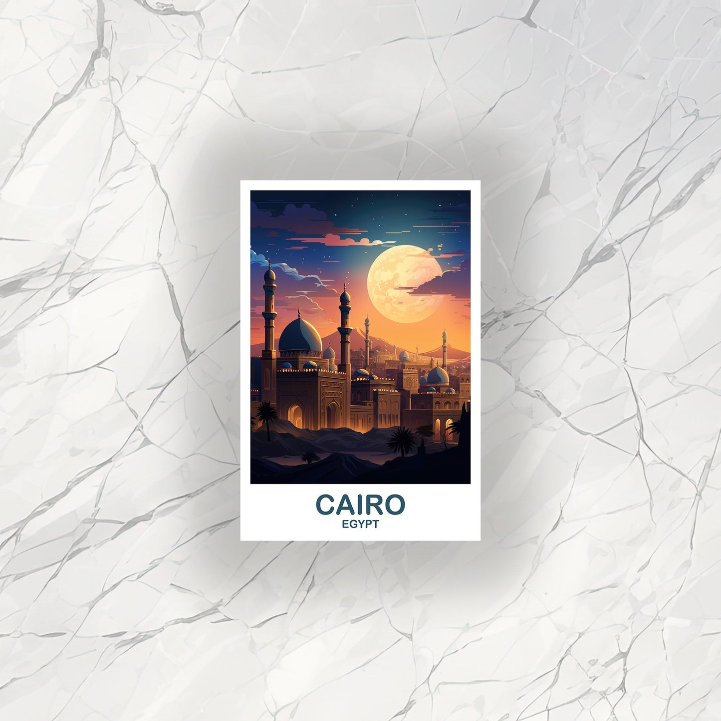 Cairo Travel Sticker Art, Egypt Skyline, Cairo Egypt Sticker Art, City Skyline Wall Art, Travel Art, Africa Travel Sticker | T2AF_EGCA1_S