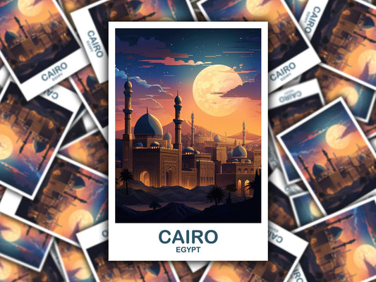 Cairo Travel Sticker Art, Egypt Skyline, Cairo Egypt Sticker Art, City Skyline Wall Art, Travel Art, Africa Travel Sticker | T2AF_EGCA1_S
