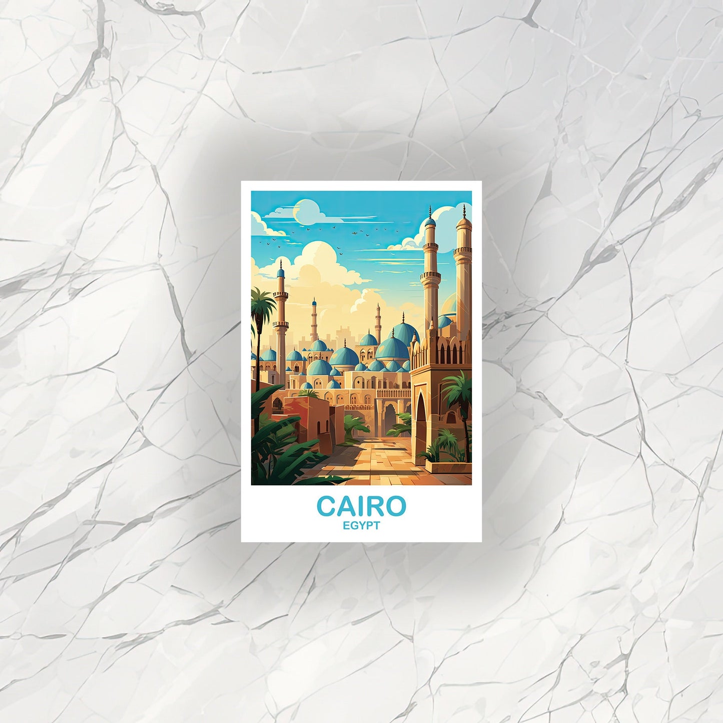 Cairo Travel Sticker Art, Egypt Skyline, Cairo Egypt Sticker Art, City Skyline Wall Art, Travel Art, Africa Travel Sticker | T2AF_EGCA3_S