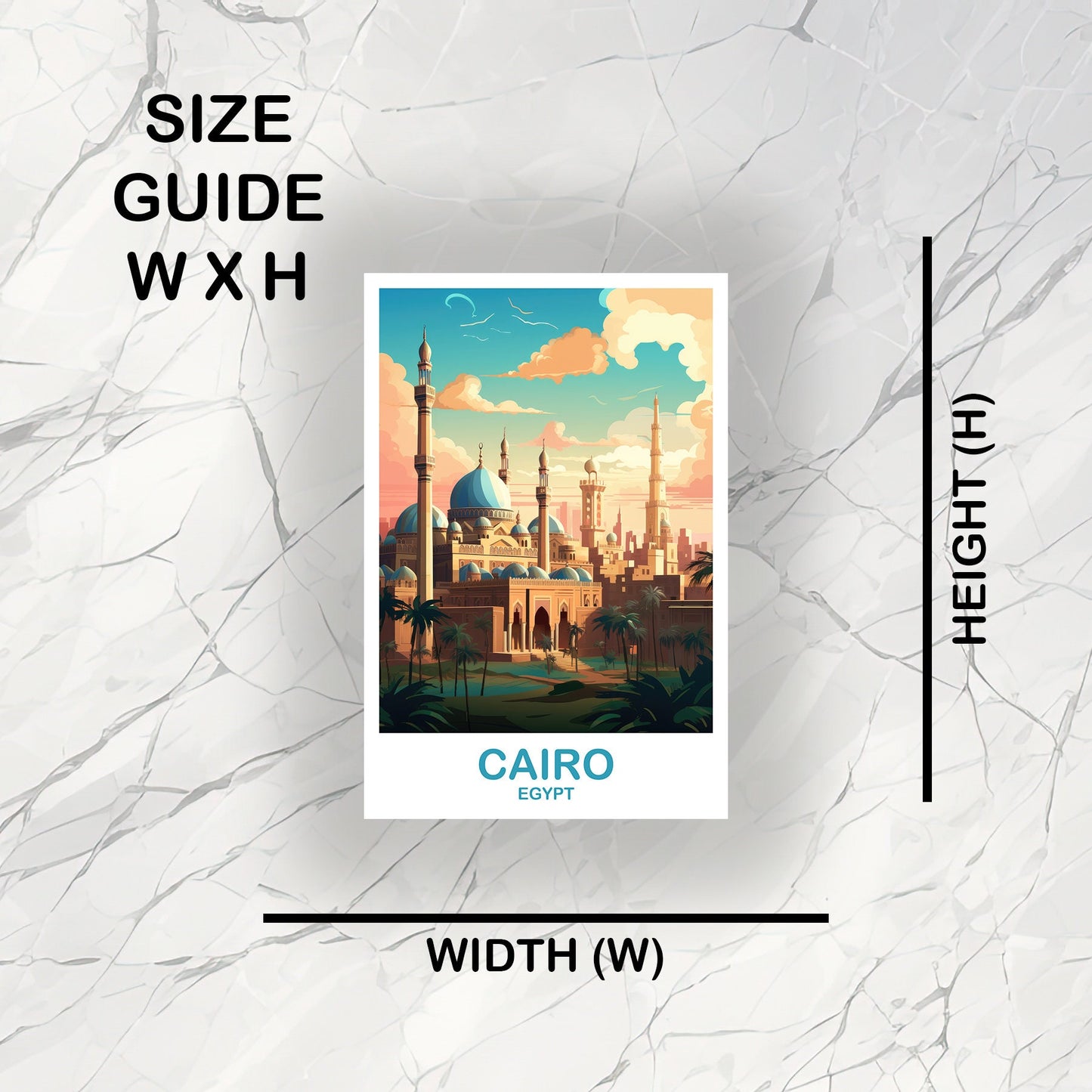 Cairo Travel Sticker Art, Egypt Skyline, Cairo Egypt Sticker Art, City Skyline Wall Art, Travel Art, Africa Travel Sticker | T2AF_EGCA4_S