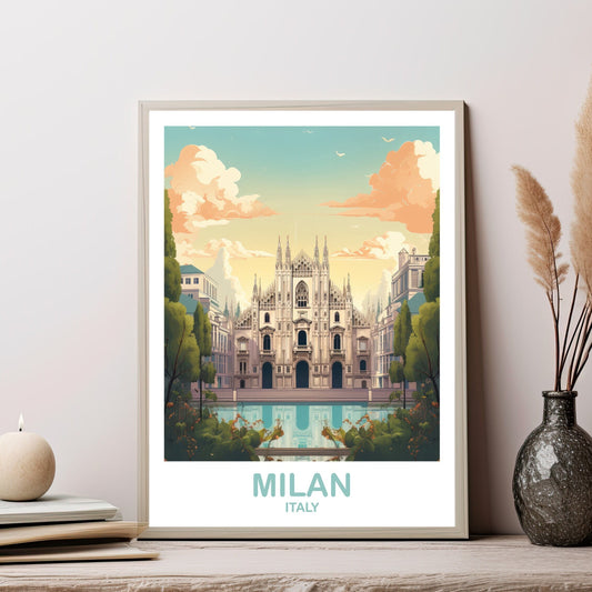 Milan Italy Travel Art Poster, Milan Travel Art, Italy Poster, Milan Travel Wall Art, Italy Travel Wall Art | T2EU_ITMI1