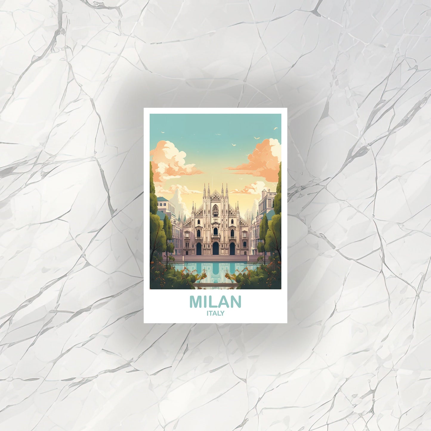 Milan Italy Travel Sticker, Milan Travel Art, Italy Poster, Milan Travel Sticker Art, Italy Travel Sticker Art | T2EU_ITMI1_S
