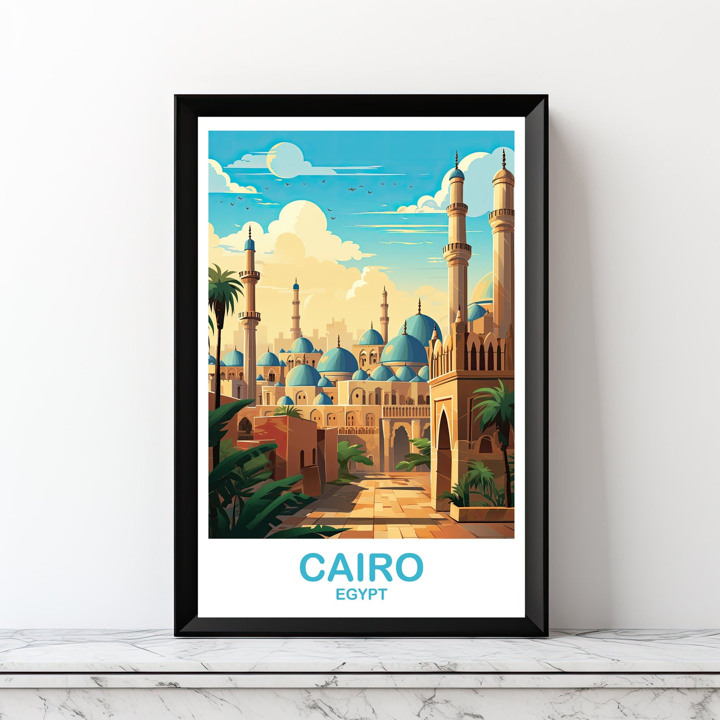 Cairo Travel Wall Art, Egypt Skyline, Digital Cairo Egypt Wall Art, City Skyline Art, Travel Art, Printable Africa Travel Art | DT2AF_EGCA3