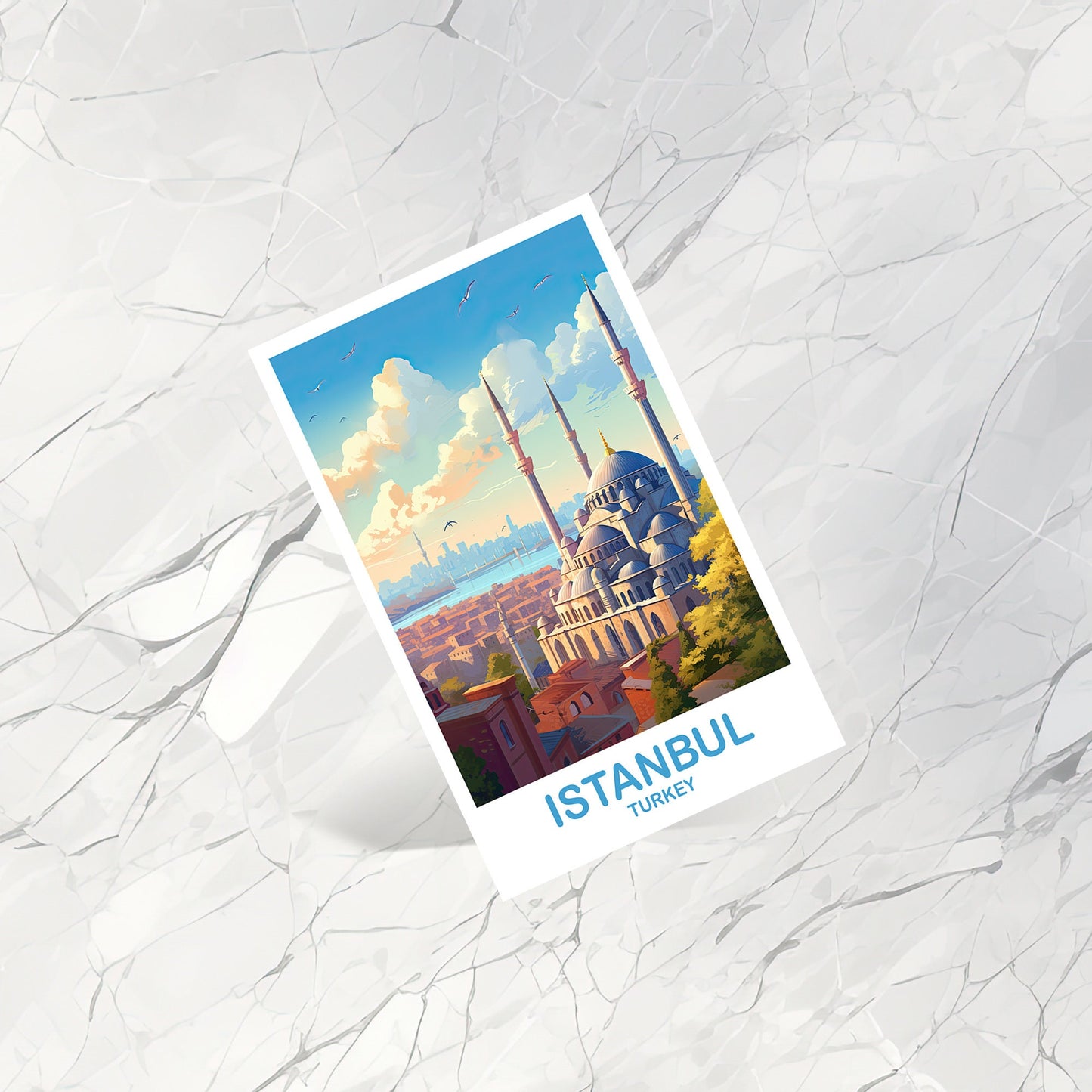 Istanbul Travel Postcard Art, Istanbul Turkey Postcard Art, Turkey Art Postcard, City Skyline Turkey Travel Postcard Art | T2EU_TUIS1_P
