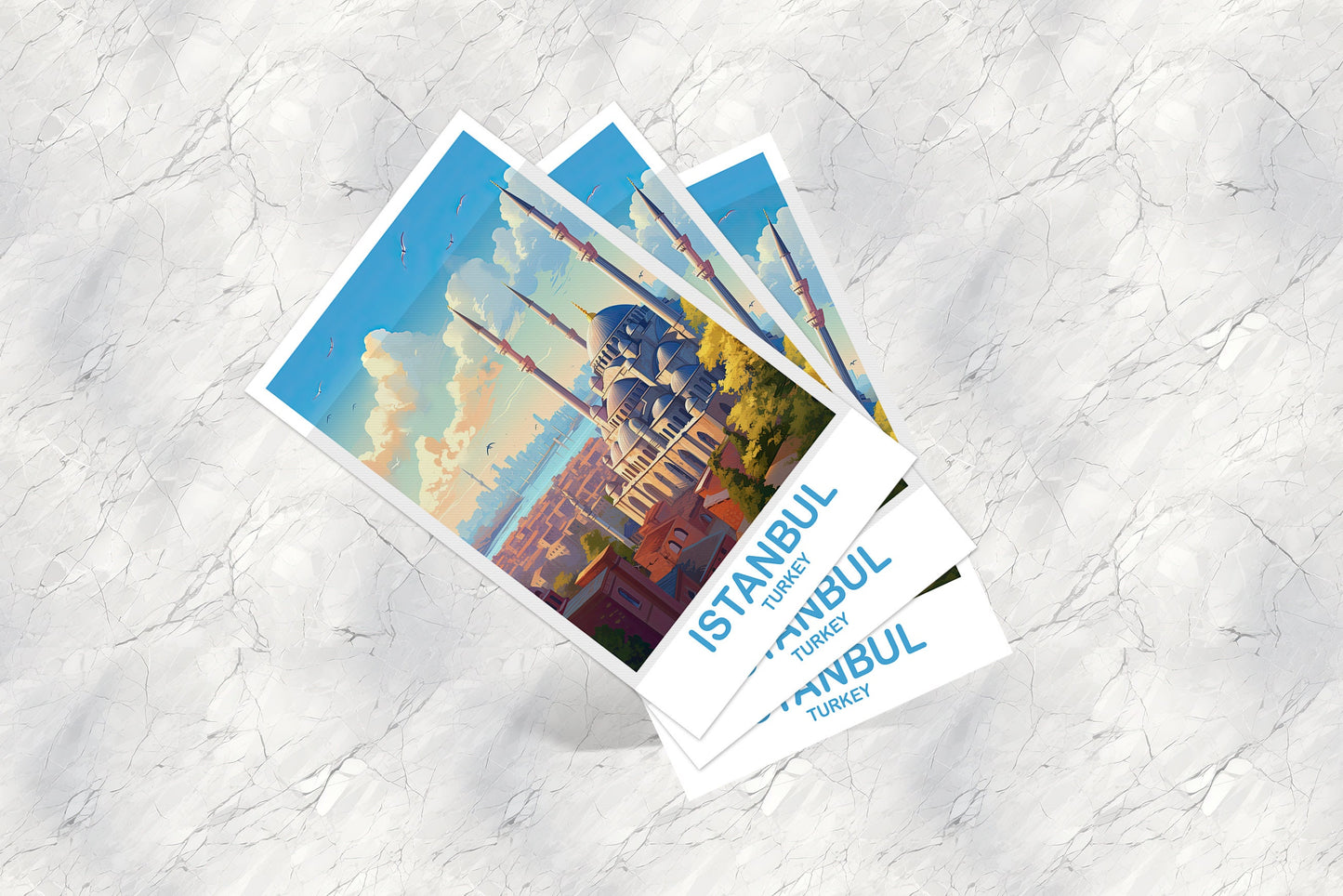 Istanbul Travel Postcard Art, Istanbul Turkey Postcard Art, Turkey Art Postcard, City Skyline Turkey Travel Postcard Art | T2EU_TUIS1_P