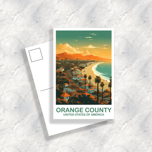 Orange County Travel Postcard, California Travel Postcard, Los Angeles Art Poster, City Skyline Postcard, Travel Postcard | T2NA_CAOC1_P