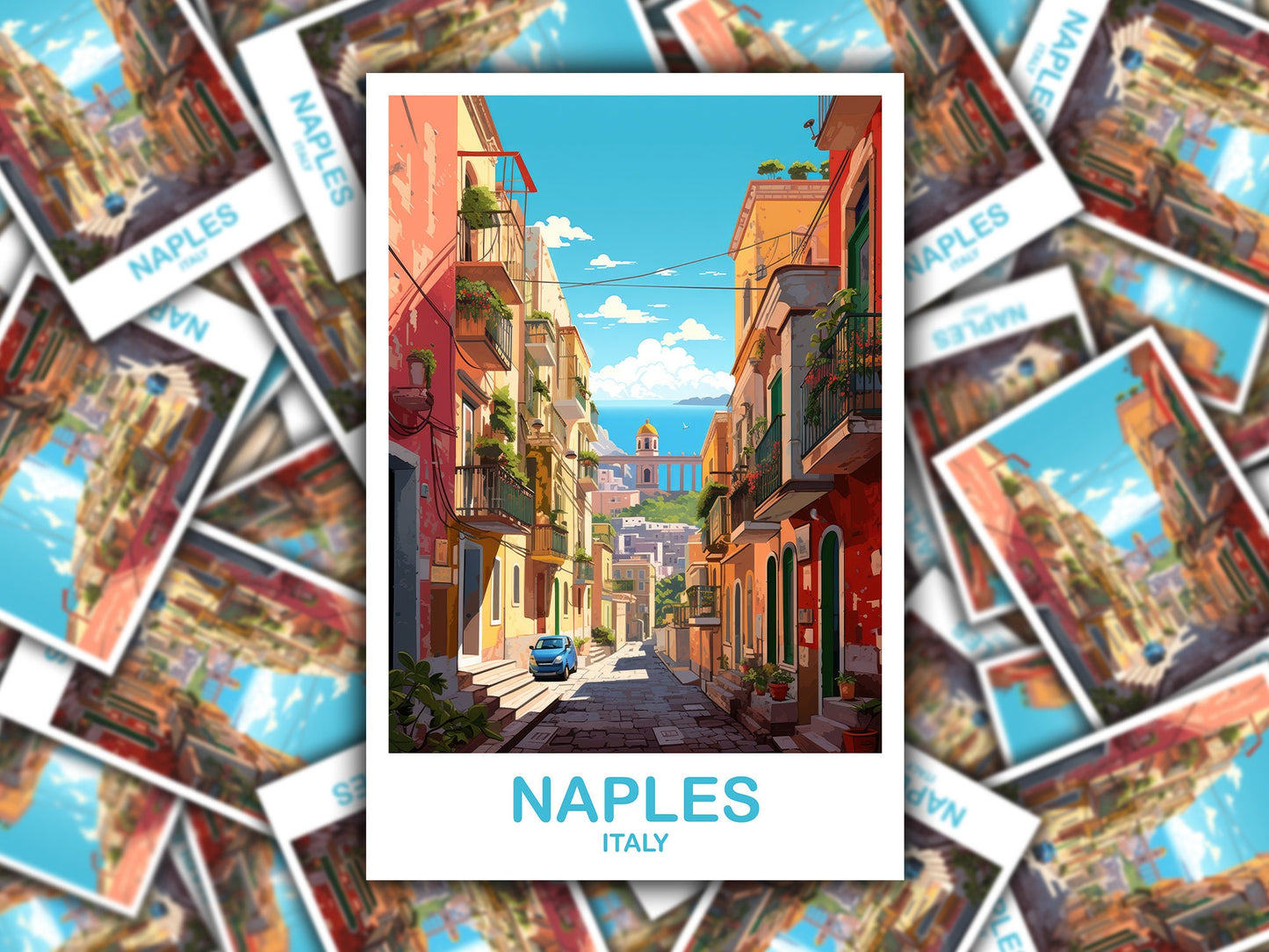 Naples Italy Travel Sticker, Naples Travel Art, Italy Poster, Naples Travel Sticker Art, Italy Travel Sticker Art | T2EU_ITNA1_S