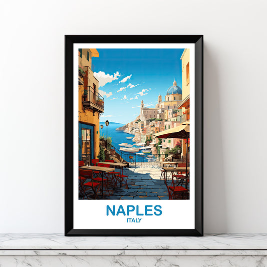 Naples Italy Travel Art Poster, Digital Naples Travel Art, Italy, Printable Naples Travel Wall Art, Italy Travel Art | DT2EU_ITNA2