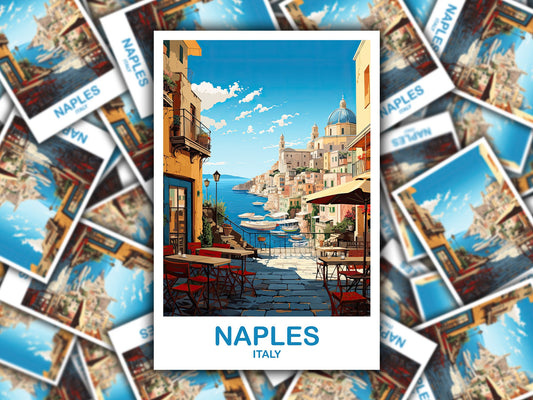 Naples Italy Travel Sticker, Naples Travel Art, Italy Poster, Naples Travel Sticker Art, Italy Travel Sticker Art | T2EU_ITNA2_S