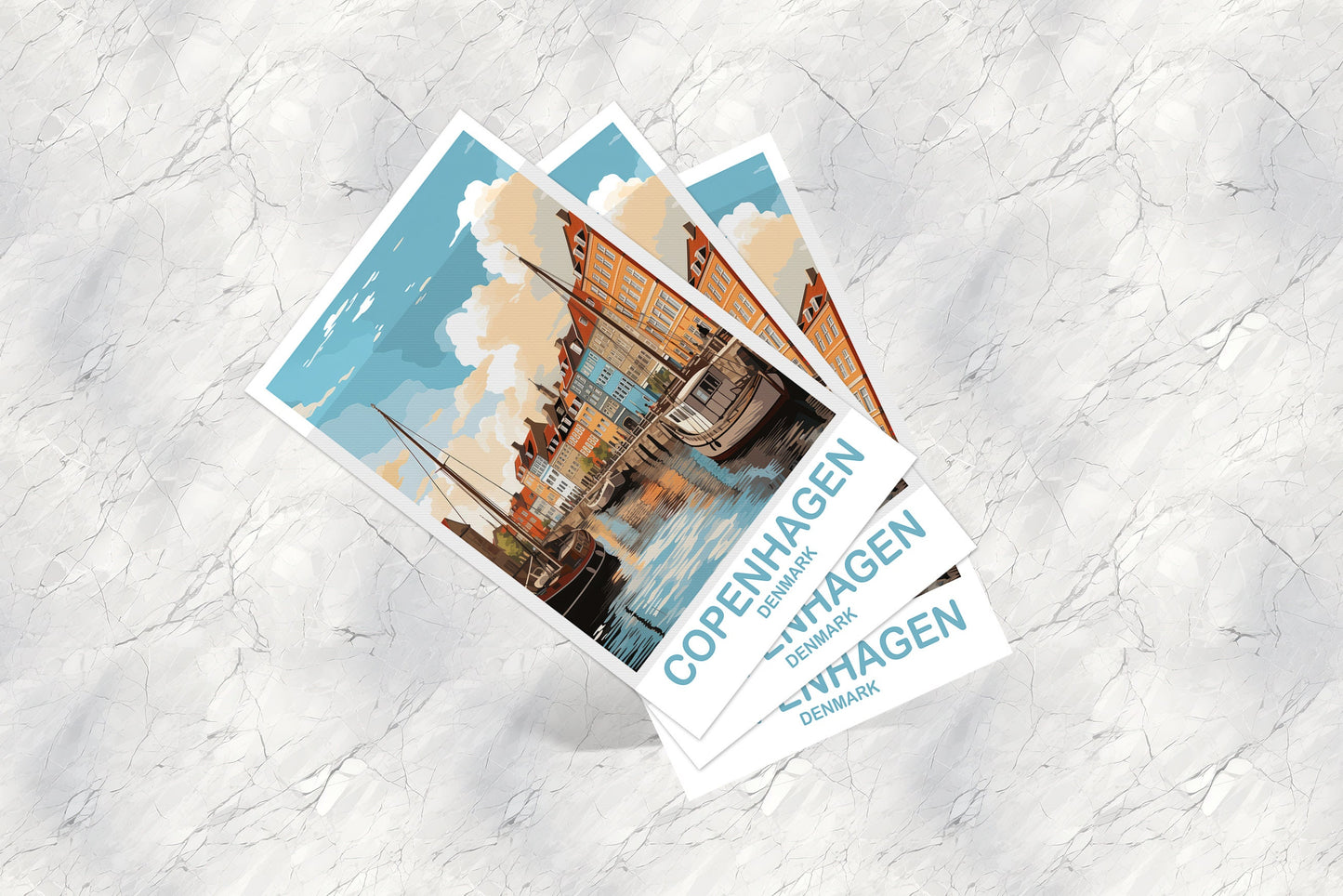 Copenhagen Travel Postcard, Copenhagen Travel Art, Denmark Postcard, Copenhagen Denamrk Travel Postcard Art, Travel Postcard | T2EU_DECO1_P
